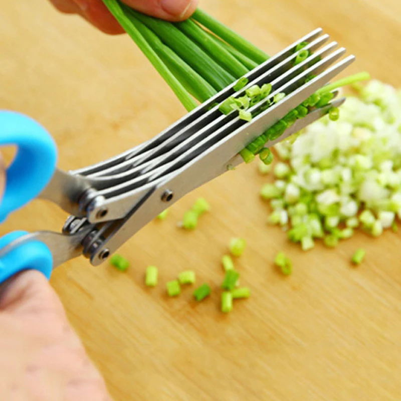 Stainless Steel Kitchen Knives Multi-Functional 5 Layers Scissors For Cutting Herb Spices Vegetables Home Cooking Tools | Дом и сад