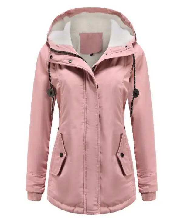 Women Waterproof Thickend Coat Autumn Long Sleeve Cotton Velvet Parkas Hoodies Femmle Parker Coat Asia Size  S-5XL