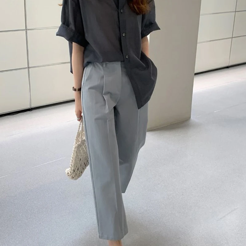 

Retro Solid Straight Wide Leg Pants Plus Size 4XL Female Spring Summer New Fashion High Waist Casual Long Thin Trousers B14303X