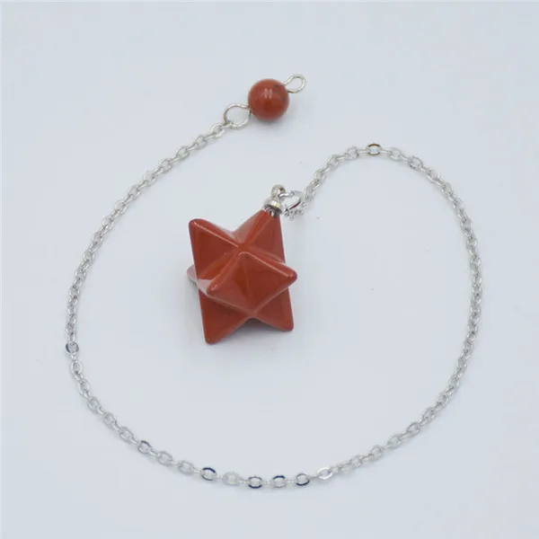 red jasper 1 шт. маленькие натуральные кристаллы аметиста опал черный Агаты камень Меркаба подвеска Маятник Рейки Исцеление Точка Шарм ювелирные изделия - Окраска металла: red jasper
