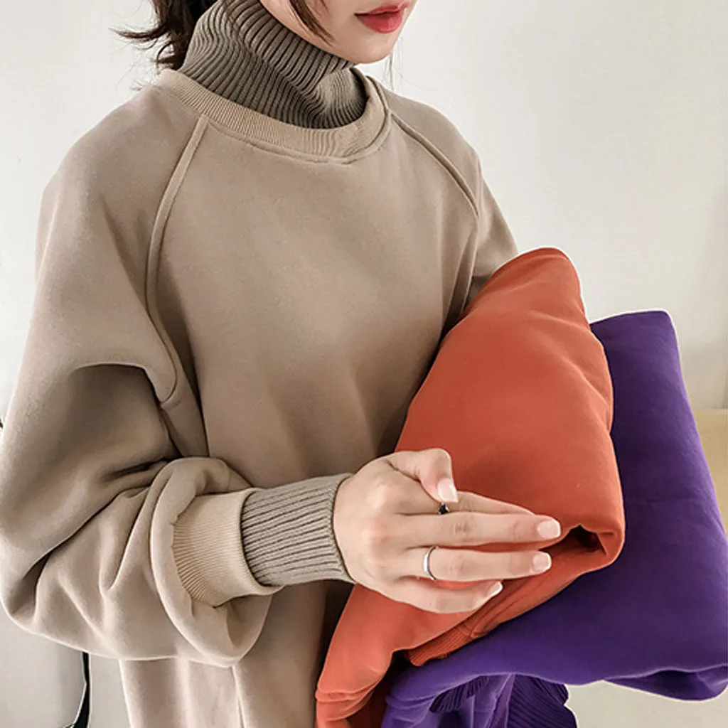 Женская толстовка с высоким воротником модная повседневная Толстая кашемировая