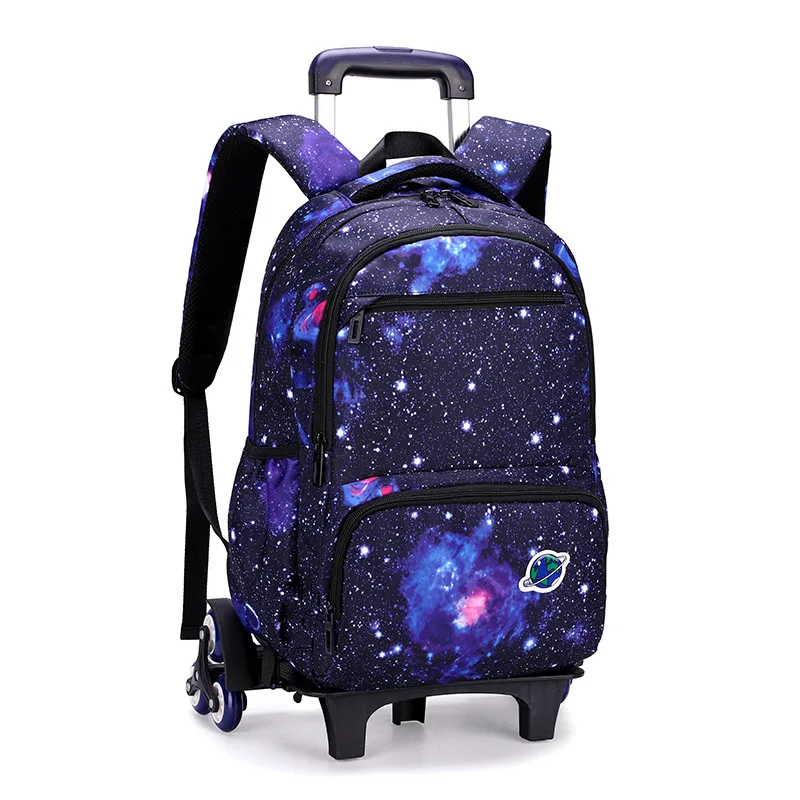 Рюкзак на колесиках для мальчиков, школьные сумки на колесиках, синие детские сумки для книг, Дорожный чемодан на колесиках