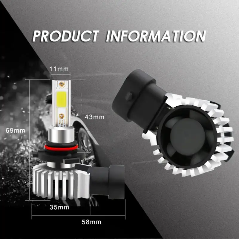 

2pcs 9005 HB3 LED Headlight Conversion Kit COB Bulb 100W 26000LM White High Power 6000K 12V 24V Car Headlamps