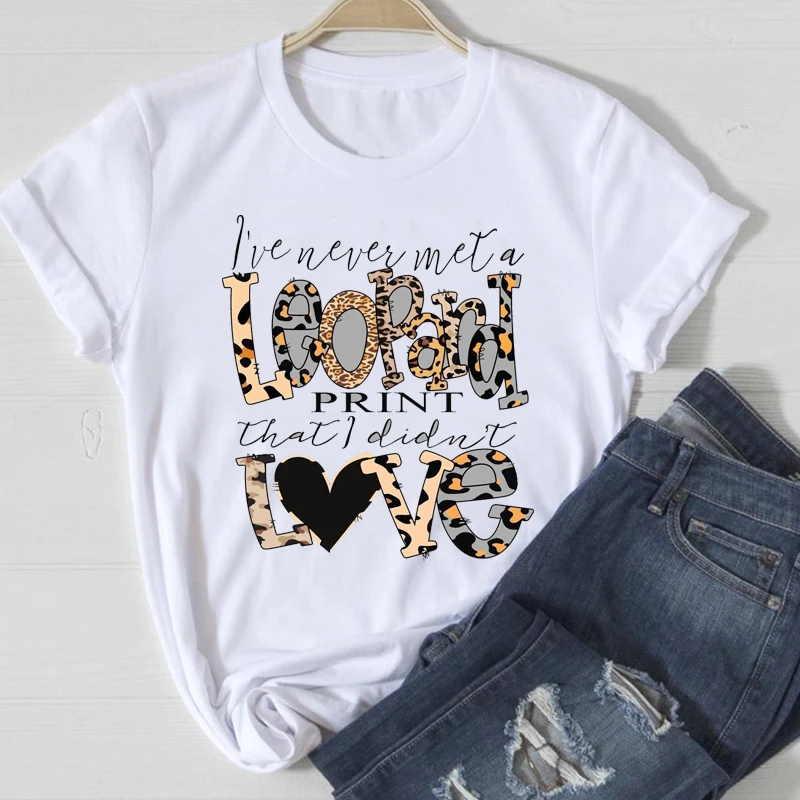 

Love Qute Stranger Thing Short Sleeve Tees ShirtsKawaii Qute Funny 2021 Heart Anime T-Shirts Leopard Printing Manga White Tops