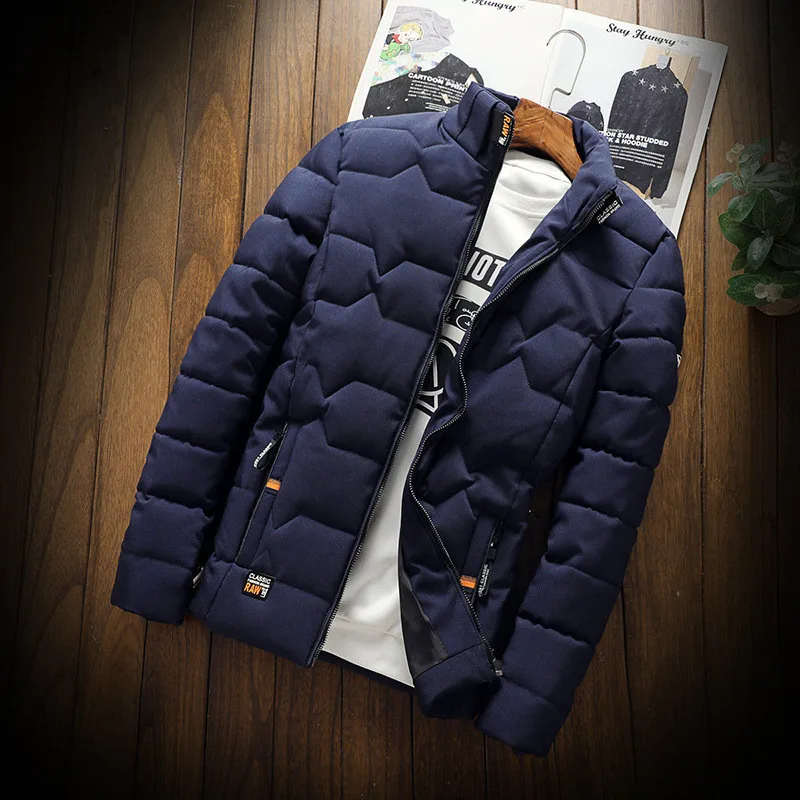 Осенне-зимняя мужская куртка, утепленные мужские куртки с хлопковой подкладкой, приталенные Молодежные зимние куртки и пальто с воротником...