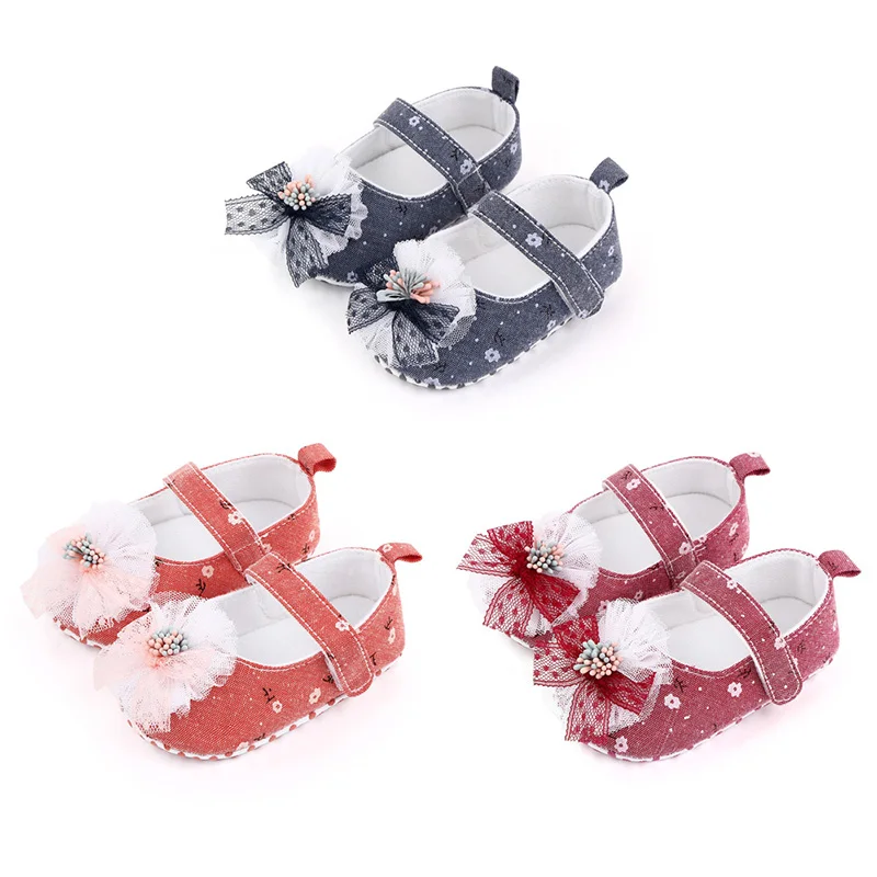 

Autumn Baby Girl Anti-Slip Casual Walking Shoes Bowknot Sneakers Soft Soled First Walkers