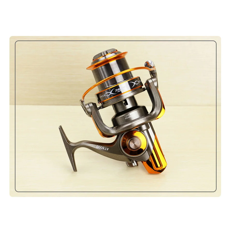 AT8000-9000 Metal Spinning Fishing Reel Large Lure Bait Cast Long Shot Rod Reels Sea Boat Raft Angling for Trout Bass Carp Fish | Спорт и