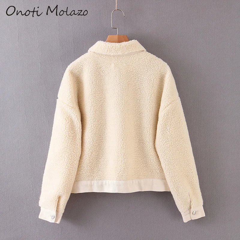 Onoti Molazo пальто женские куртки из овечьего меха пэчворк повседневные толстые