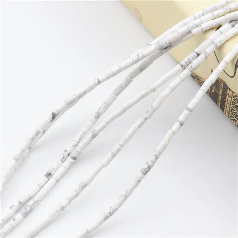 Натуральный цилиндрический белый говлит 2 х 4 мм драгоценные камни