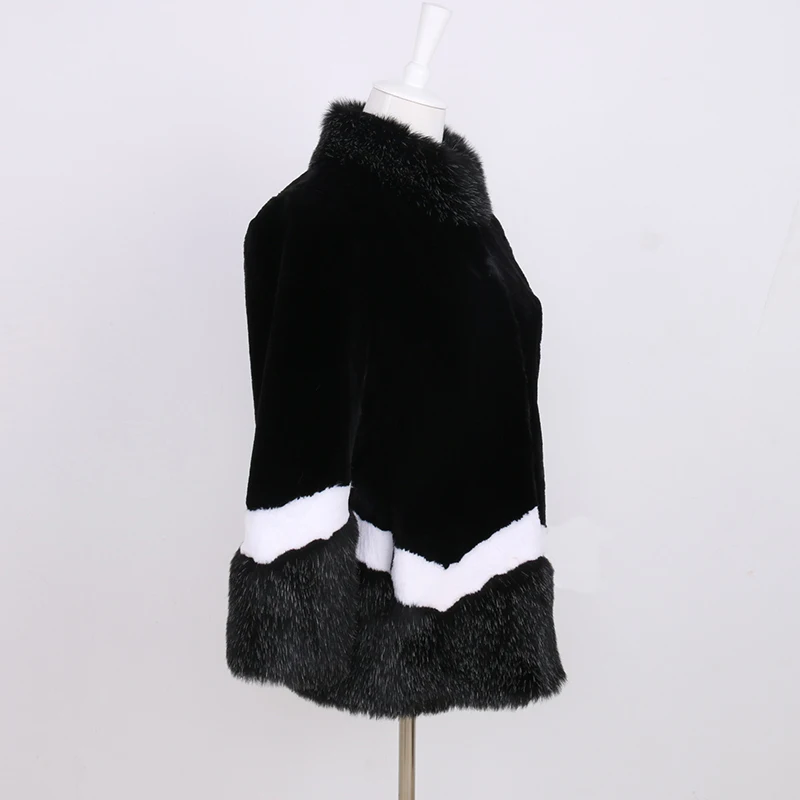 Nerazzurri faux fur coat women autumn winter fluffy color block furry patchwork fake fur jacket plus size fashion luxury clothes