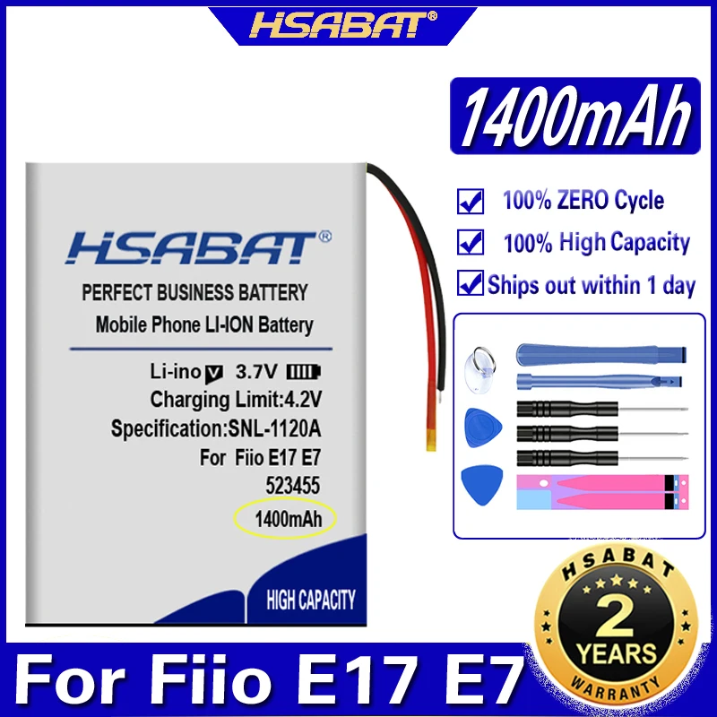 Аккумулятор HSABAT 523455 1400mAh для наушников FIIO E17 E7|Цифровые аккумуляторы| |
