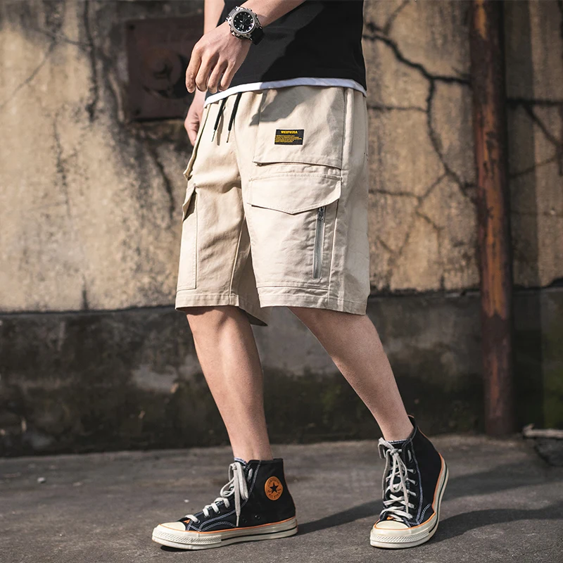Шорты карго мужские на шнуровке с несколькими карманами свободные удобные