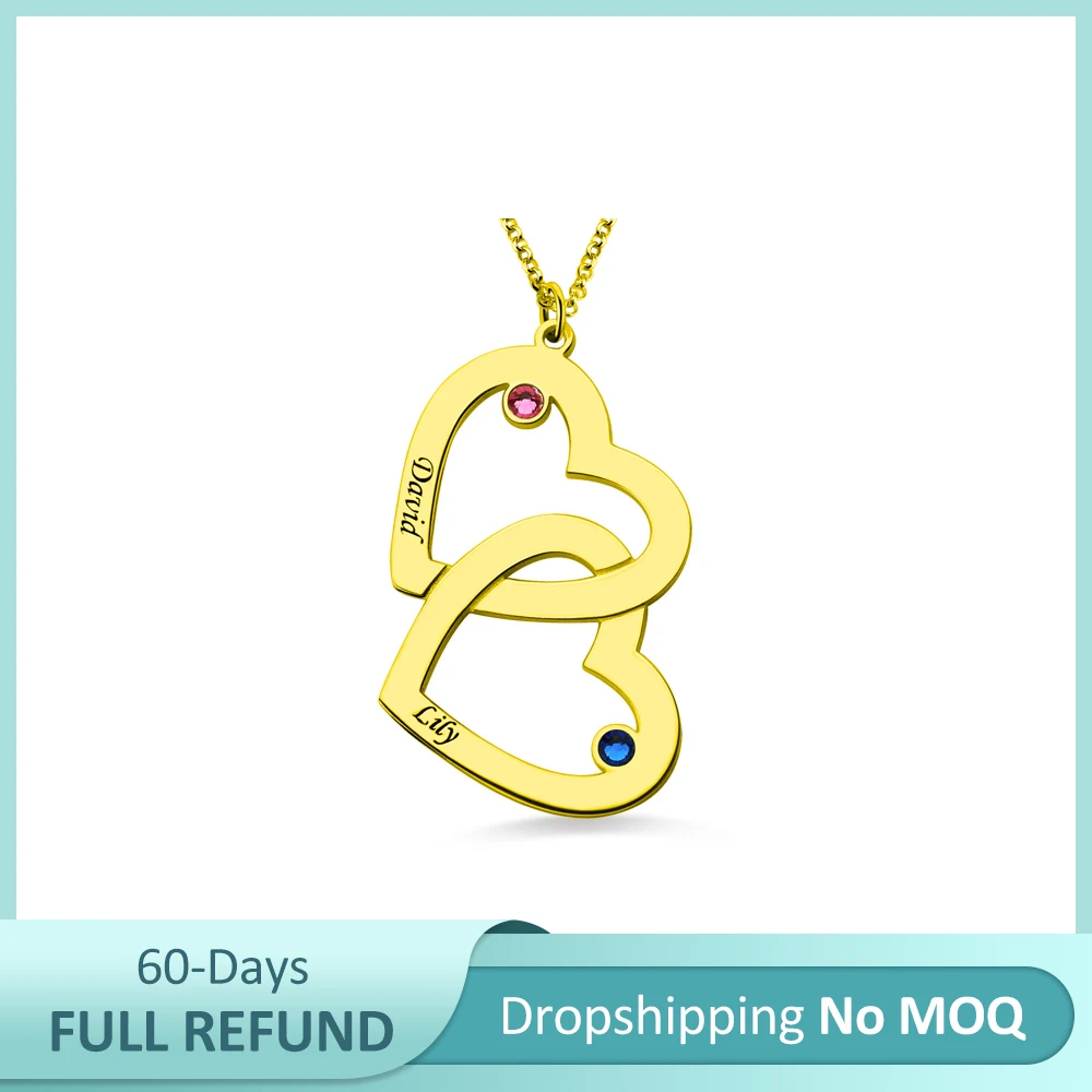 

Sweey Прямая поставка персонализированное ожерелье с двойным сердцем и именем на День Матери с камнями по месяцу рождения персонализированны...