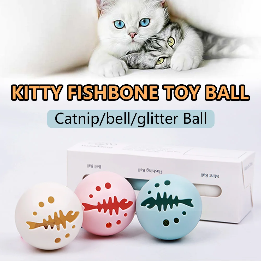 

3pcs/set Plastic Small Cat Pet Toys Cat Toys Cat toy ball Pet Colorful Playing Ball Toys With Small Bell Mint ball Pets Products