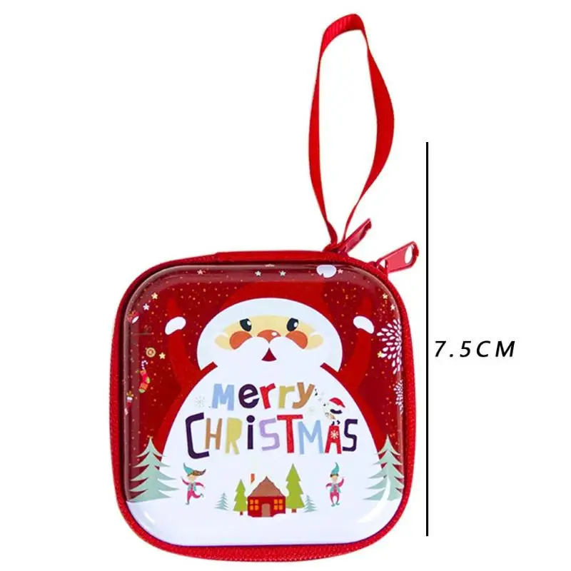 Christmas Money Wallet Tinplate Square Zipper Coin Purse Cartoon Santa Claus Snowman Storage Candy Boxes Children Gift 2020 | Дом и сад