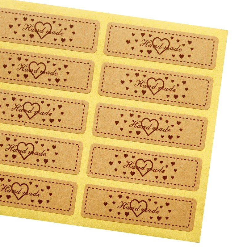 100 шт. в форме сердца ручная работа печать наклейки сделай сам