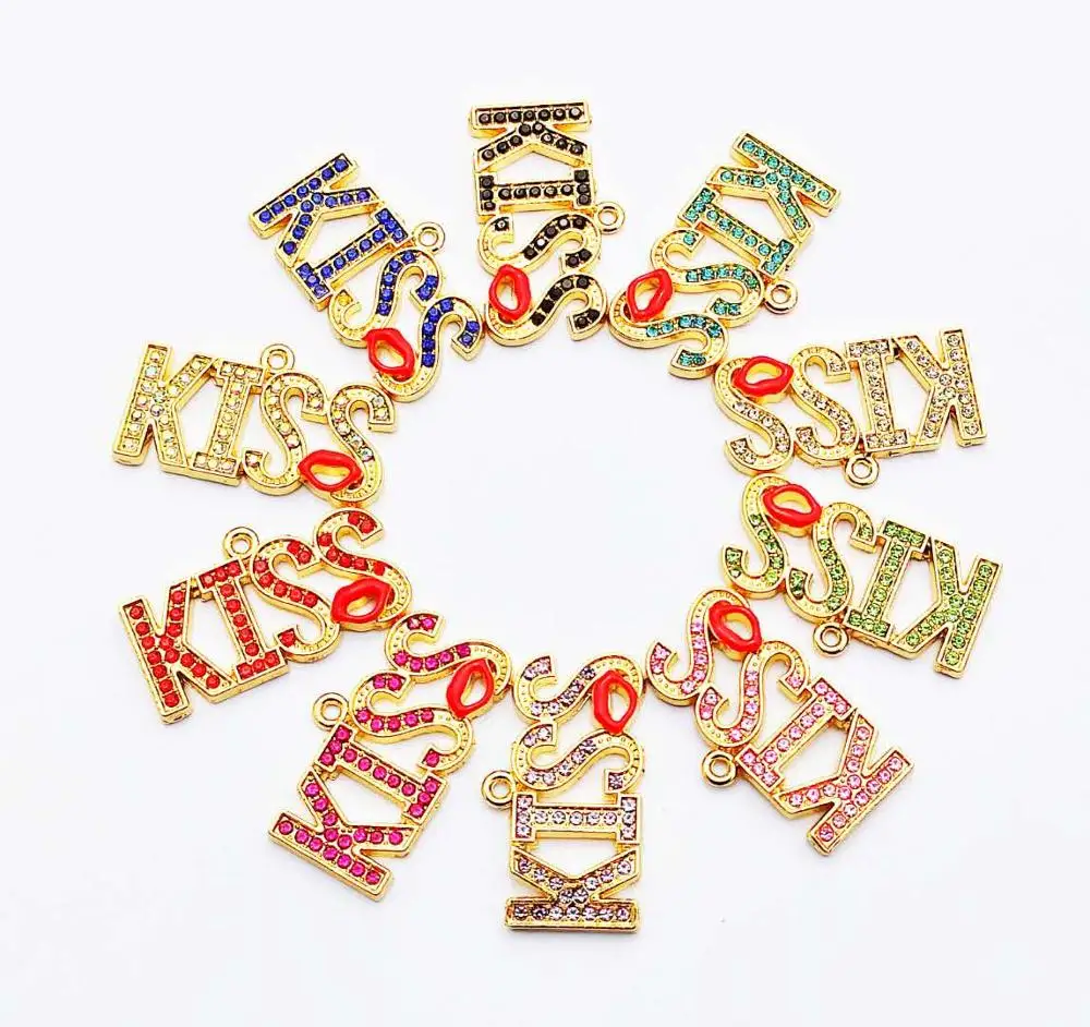 

10pcs letter kiss charms for women DIY jewelry accessories L16