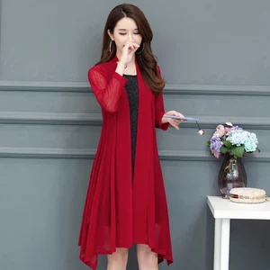 Кардиган женский тонкий, модал длинный жакет с длинным рукавом, Солнцезащитная одежда, верхняя одежда, на лето