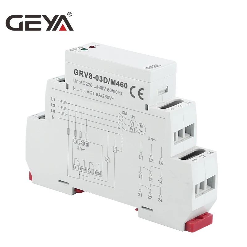 GEYA GRV8 03 реле контроля последовательности фаз и обрыва фазы защиты 8A 10A 1SPDT 2SPDT