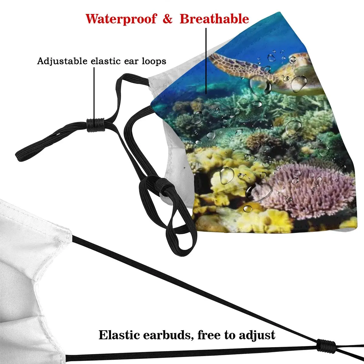 

Beach Summer Sea Turtles Adult's Dust Mask with Filter PM2.5 Activated Carbon Mouth Face Reusable Washable