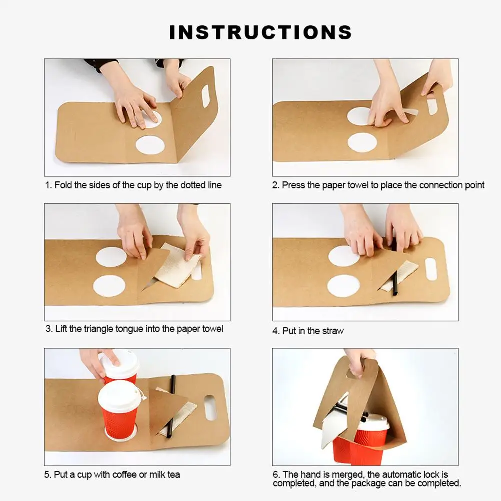 50 шт. одноразовых бумажных стаканчиков держатель для пакетов портативные чашки