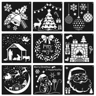 Рождественские трафареты, многоразовые, пластиковые, 12 шт.