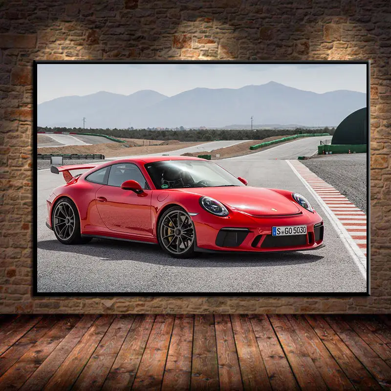 

Porsches 911 GT3 Red Sportcar Vehicle Car Posters and Prints Wall Art Decorative Canvas Painting Bedroom Living Room Home Decor