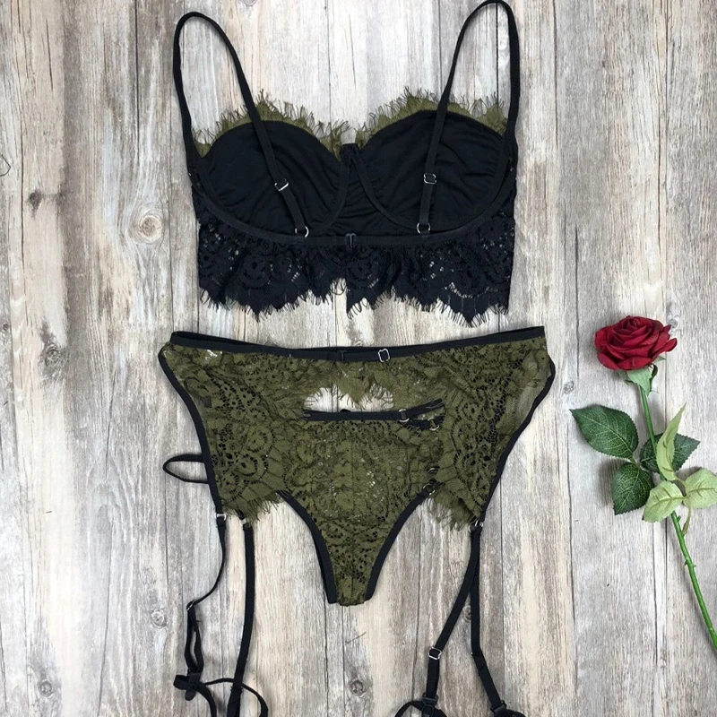 

Women Sexy Lingerie Set Strappy Lace Underwear Sleepwear Nightwear Bra Home Suits