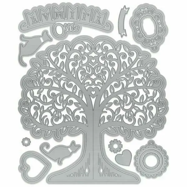 Troqueles de corte de Metal para tarjetas de &aacute;rbol familiar de Navidad, troqueles artesanales de papel para &aacute;lbum de recortes, DIY-3