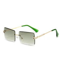 retro small rectangle sunglasses women rimless square sun glasses for men summer style female uv400 green brown pink oculos