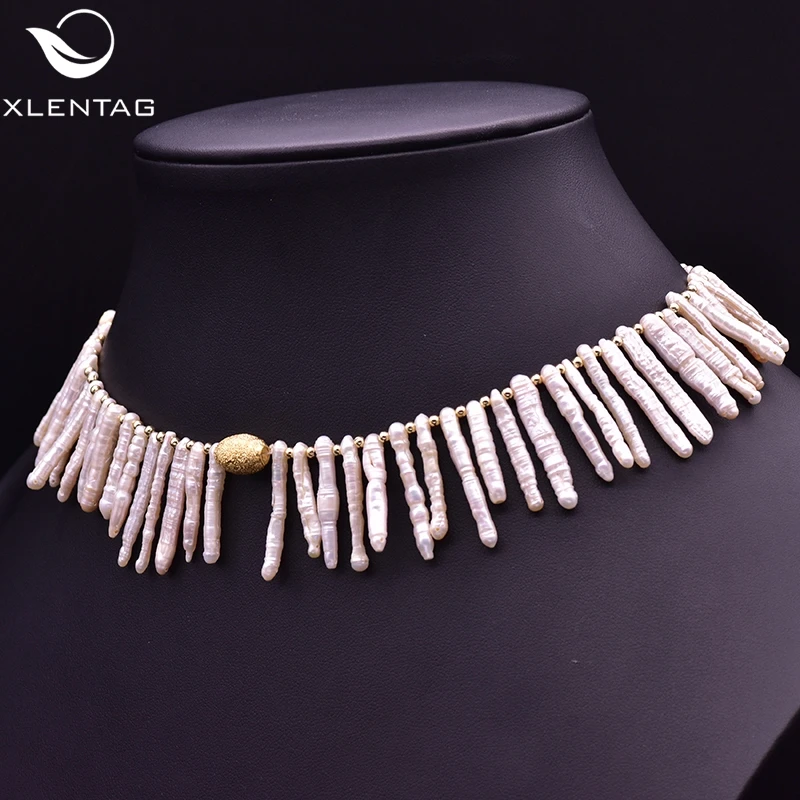 XlentAg Длинный натуральный пресноводный барочный жемчуг ожерелье для Для женщин
