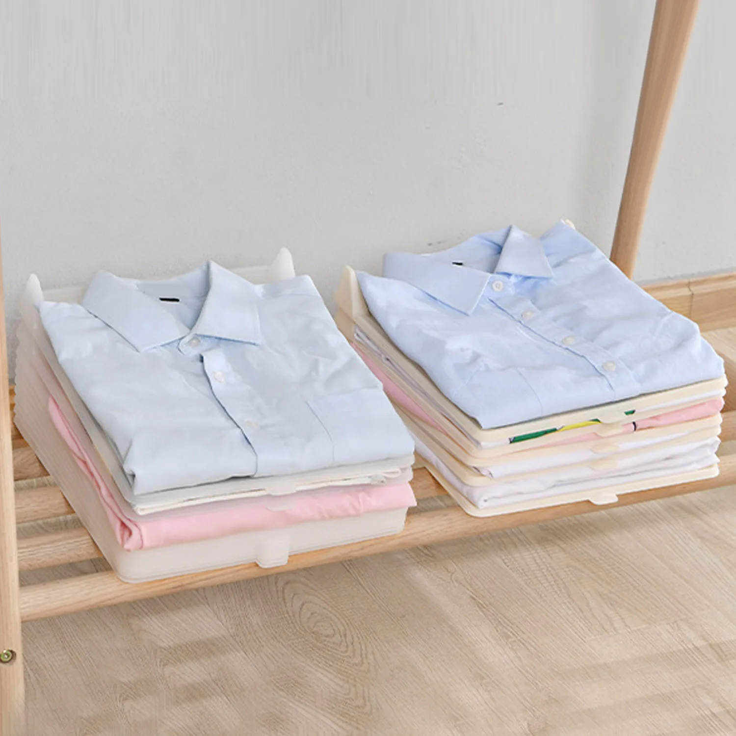 Behogar 10/12pcs Clothes Laundry Folding Boards Stackable T-Shirt Storage Folder Dividers Tray Clothing Closet Organizer Racks | Дом и сад