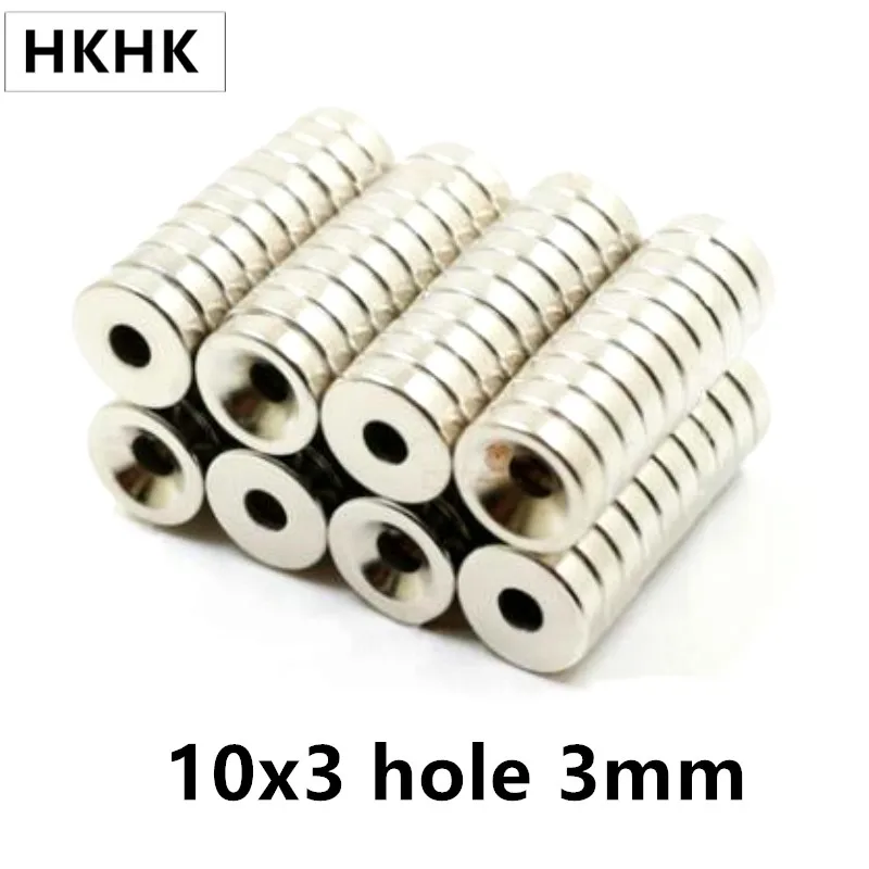 50/100 шт./лот дисковый магнит 10*3 отверстия 3 N35 D потайной постоянный 10x3 магниты для