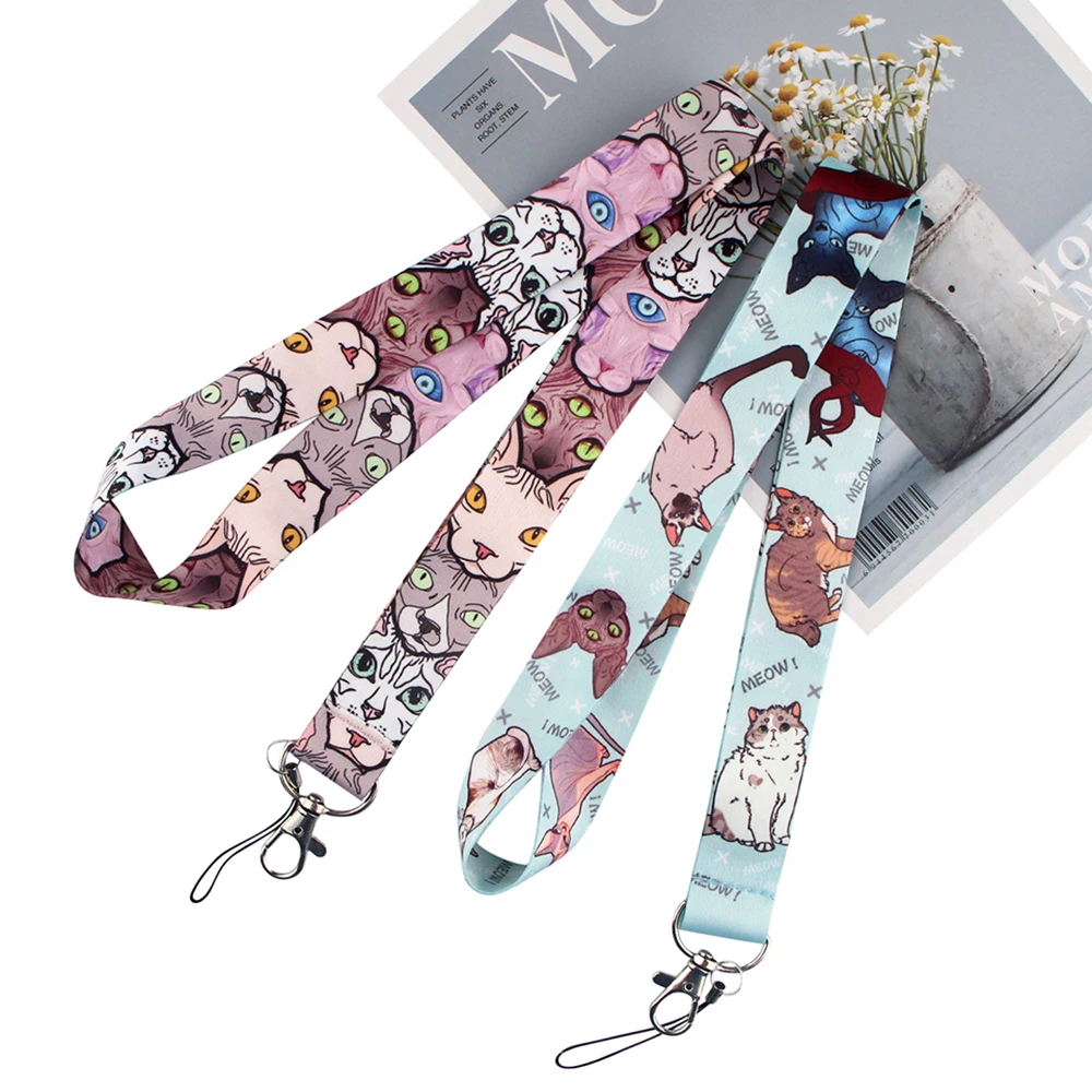 

JF0093 Cartoon Cat Lanyard Keychain Lanyards for Keys Badge ID Camera Mobile Phone Rope Neck Straps Accessories Gifts