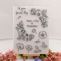 1pc flower leaf transparent silicone stamp cutting diy hand account scrapbooking rubber coloring embossed diary decor reusable