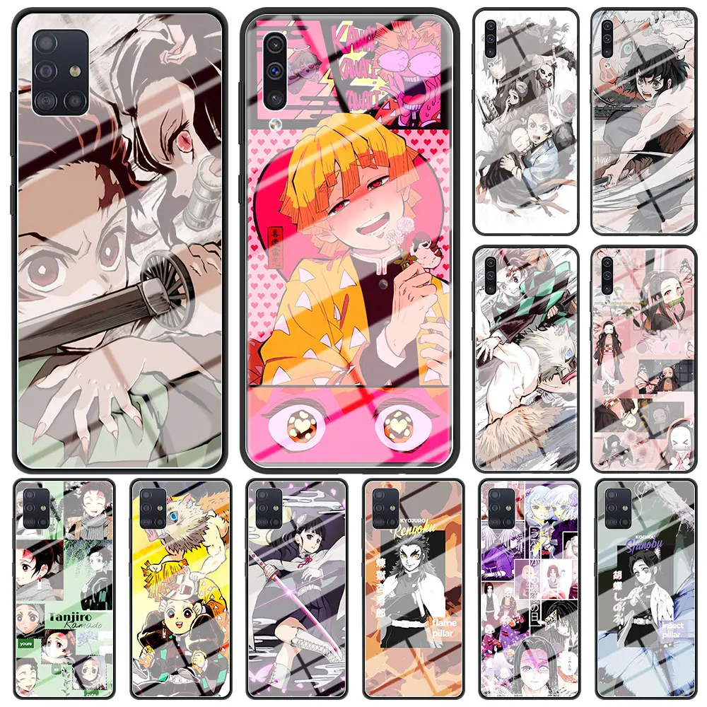 

Tempered Glass Case for Samsung Galaxy A51 A50 A71 A70 A21s A31 A10 A40 A52 A41 A30 Phone Capas Coque Japan Anime Demon Slayer