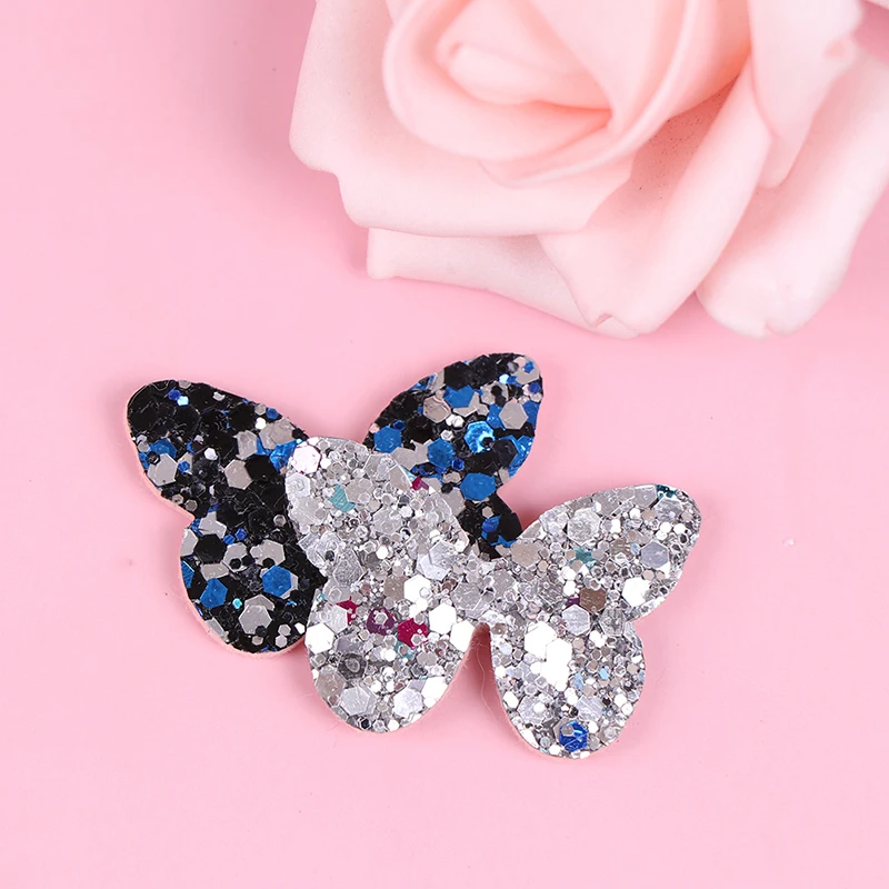 

10PCS/lot Glitter Sequins Butterfly Padded Appliqued For Bag Shoes Decoration Accessories 4x3CM