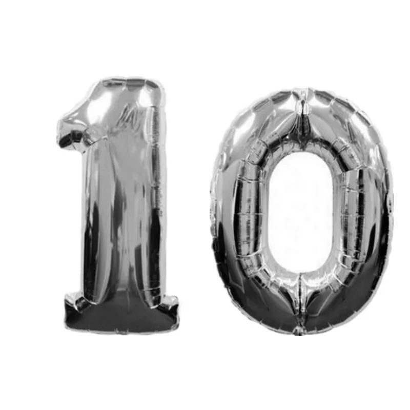 40 дюймов 32 дюйма Золотое серебряное число воздушные шары из фольги 10 20 30 50 60 70 80 90