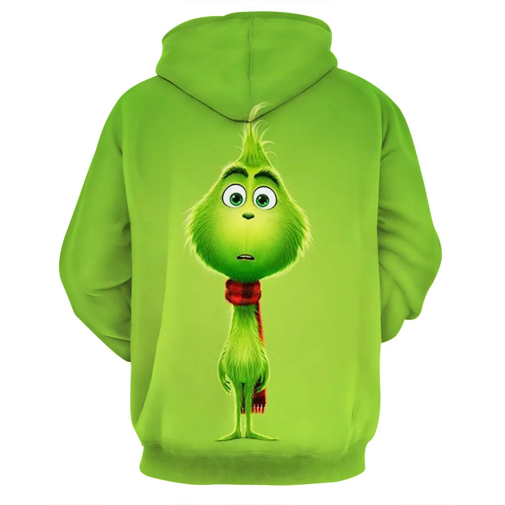

Christmas Grinch Sweater Hoodies Pullover Adults Cartoon 3D Print Zip-up Sweatshirts Men Women Couples Costume for Christmas