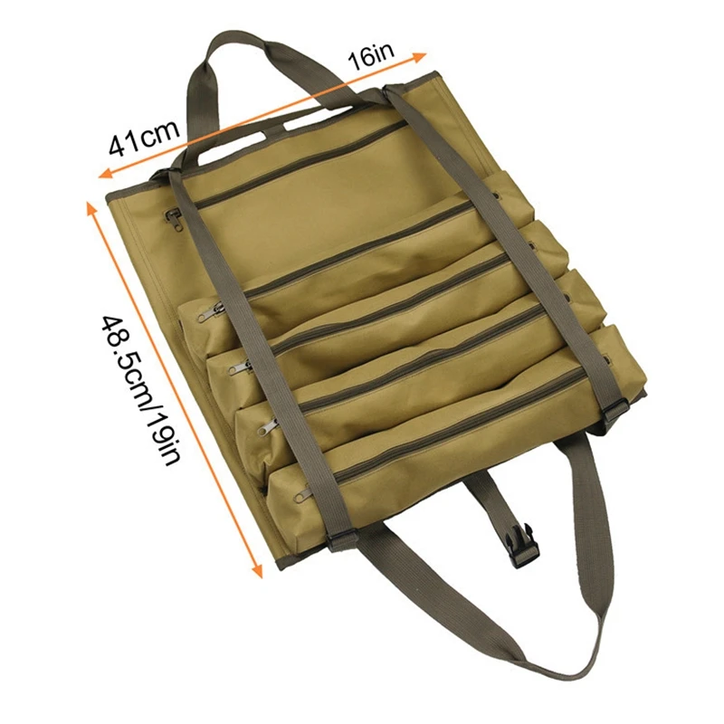 

Tool Roll Up Bag, Compact Tool Roll Pouch with 5 Zipper Pockets Tool Organizer Carrier Bag for Outdoor