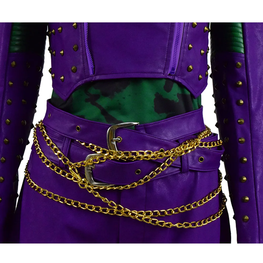 

Cosdaddy Mal Cosplay Costume Purple Rivet Jacket Full Set Halloween Party Women Costume Outfit