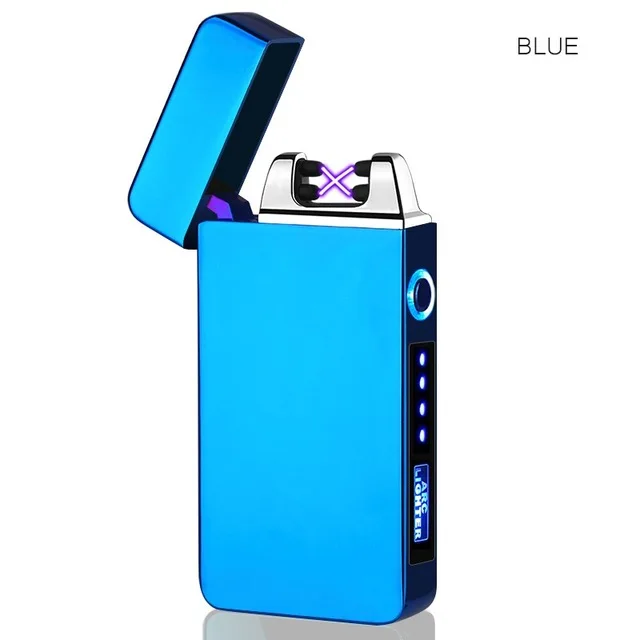Blue Забавная электронная USB Зажигалка, ветрозащитная зажигалка, плазменная дуговая зажигалка, зарядная зажигалка, аксессуары для курения, гаджеты для мужчин - Цвет: Blue