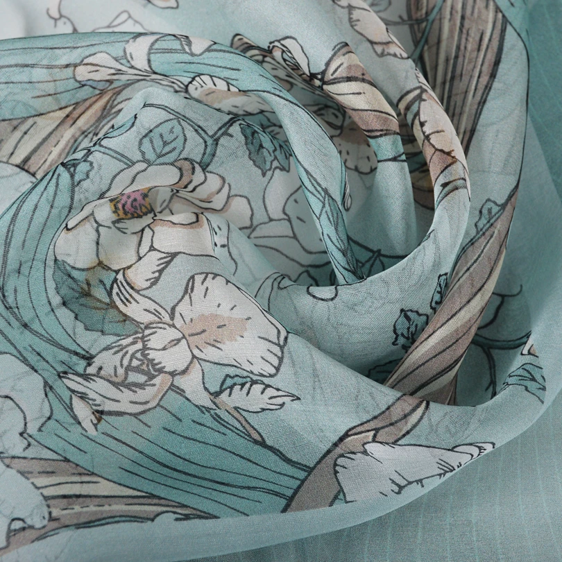 Женский шифоновый хиджаб [BYSIFA] зеленый длинный пляжный шарф из 100% шелка сезон