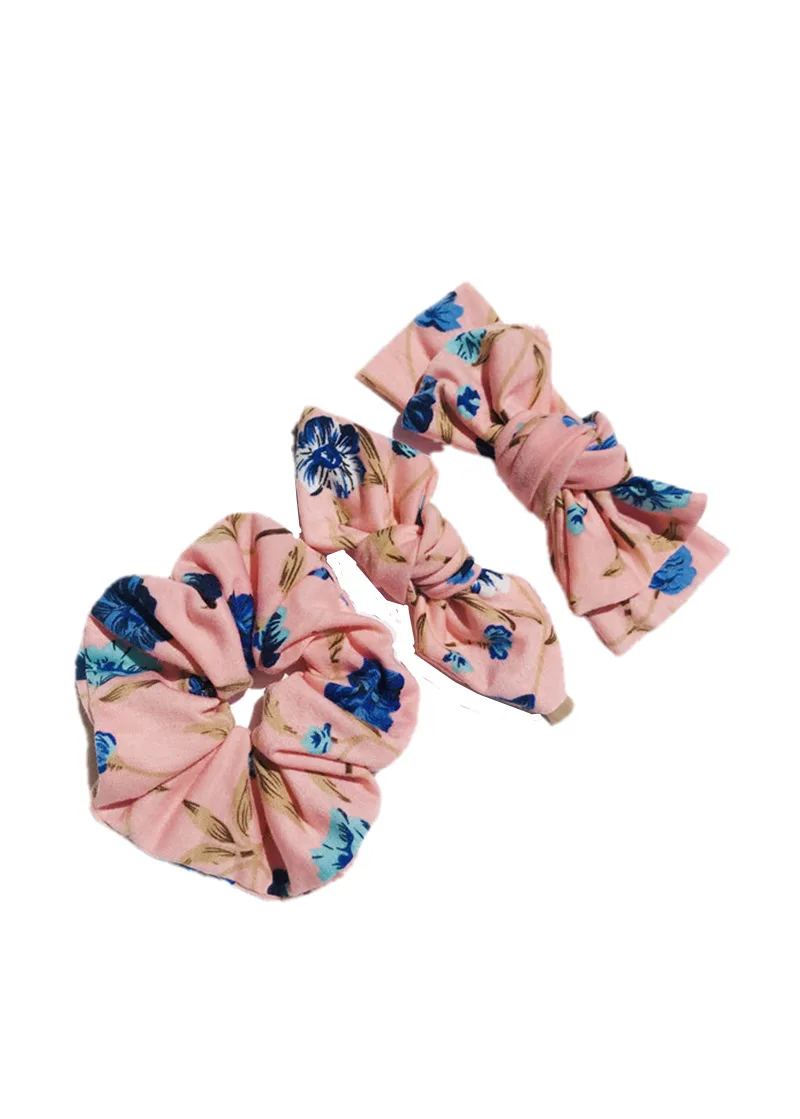 

New 3 Pieces Suit Baby Girl Bow Headbands Floral Print Head Wraps Kids Soft Touch Hair Accessories Children Girl Items