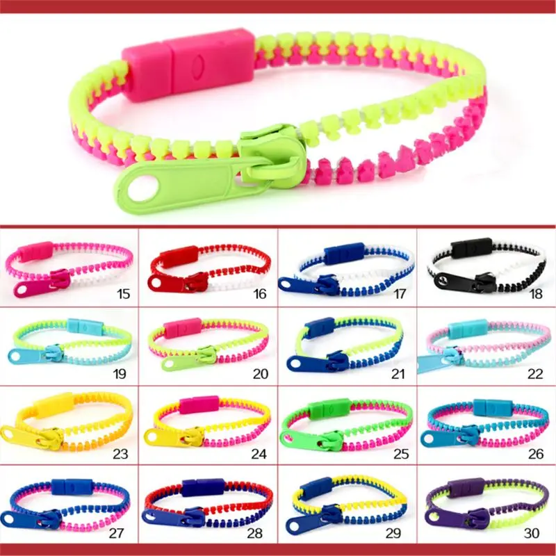 

12pcs Friendship Fidget Zipper Bracelets 7.5 Inches Sensory Toys Bulk Set