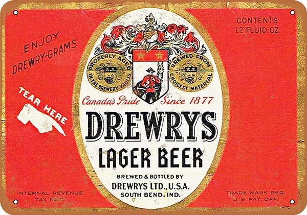 

Drewrys Lager Beer Retro tin sign nostalgic ornament metal poster garage art deco bar cafe shop