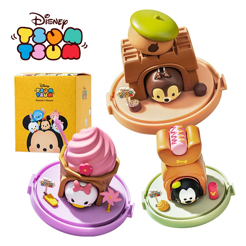 

Disney Tsum Tsum Dessert House Blind Box Random 1Pcs Kawaii Mickey Minnie Donald Duck Chip Lotso Tigger Model Toy Gifts