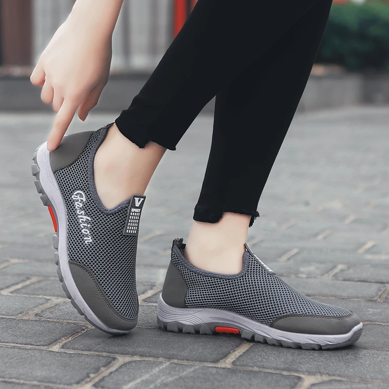 Кроссовки женские теннисные из дышащей сетчатой ткани без шнуровки | Спорт и