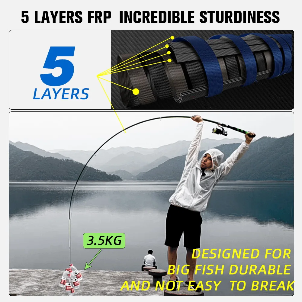 JOSBY Super Hard Carbon/FRP Telescopic Fishing Rod Carp Saltwater Sea Rod 2.1M-3.6M Casting Spinning Pole Accessories