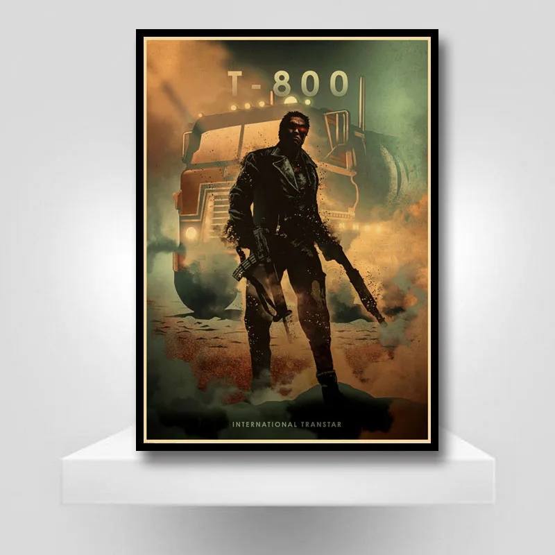 

Various Movie Protagonist Man and Car Poster Kraft Paper Movie Poster Wall Sticker Home Bar Living Room Decorative Painting